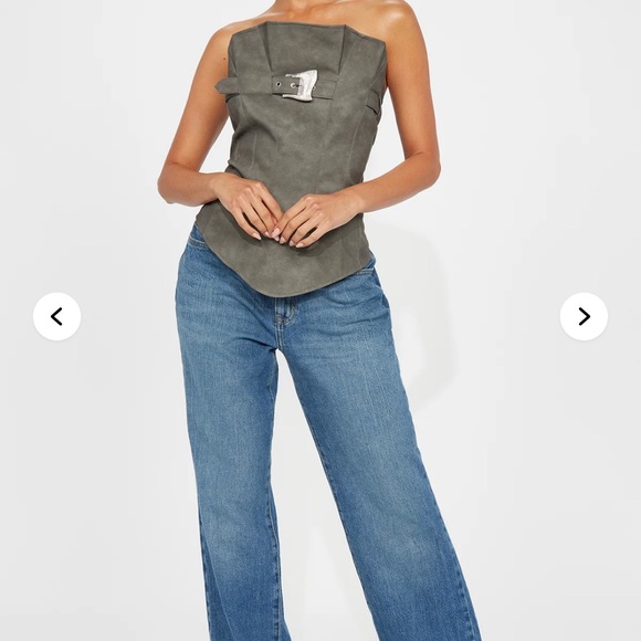 Fashion Nova Can't Stop Faux Leather Top - Charcoal size Medium - Picture 2 of 5